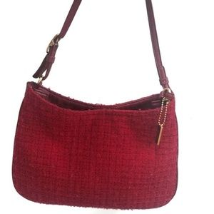Coach Wool Tweed Leather Trim Handbag